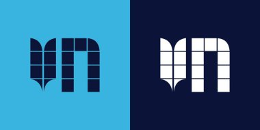 Fayans şekilli VN logo tasarımı. Ticari veya marka için uygun minimalist ve modern vektör illüstrasyon tasarımı