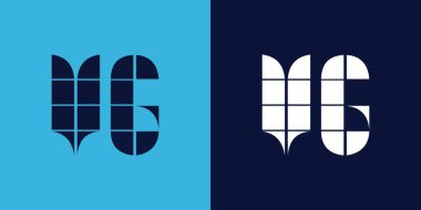 Fayans şekilli VG logo tasarımı. Ticari veya marka için uygun minimalist ve modern vektör illüstrasyon tasarımı