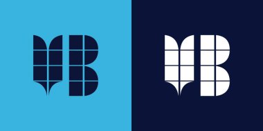 Fayans şekilli VB logo tasarımı. Ticari veya marka için uygun minimalist ve modern vektör illüstrasyon tasarımı