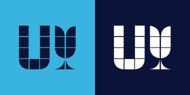 Fayans şekilli UY logo tasarımı. Ticari veya marka için uygun minimalist ve modern vektör illüstrasyon tasarımı