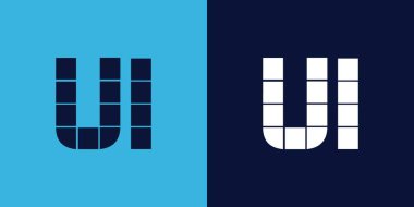 Fayans şekilli UL logo tasarımı. Ticari veya marka için uygun minimalist ve modern vektör illüstrasyon tasarımı