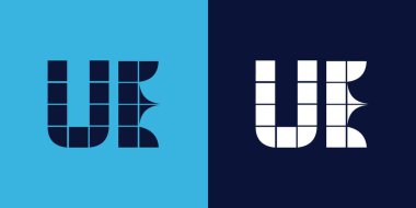 Fayans şekilli UE logo tasarımı. Ticari veya marka için uygun minimalist ve modern vektör illüstrasyon tasarımı