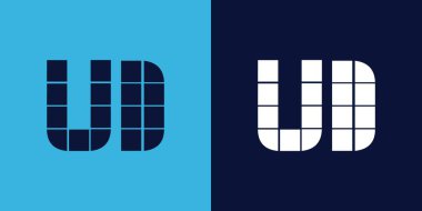 Fayans şekilli UD logo tasarımı. Ticari veya marka için uygun minimalist ve modern vektör illüstrasyon tasarımı