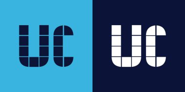 Fayans şekilli UC logo tasarımı. Ticari veya marka için uygun minimalist ve modern vektör illüstrasyon tasarımı