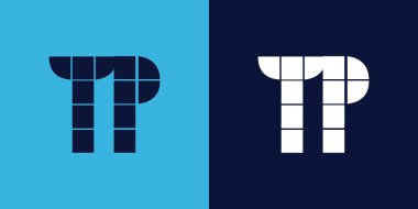 Fayans şekilli TP logo tasarımı. Ticari veya marka için uygun minimalist ve modern vektör illüstrasyon tasarımı