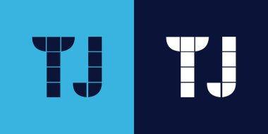 Fayans şekilli TJ logo tasarımı. Ticari veya marka için uygun minimalist ve modern vektör illüstrasyon tasarımı