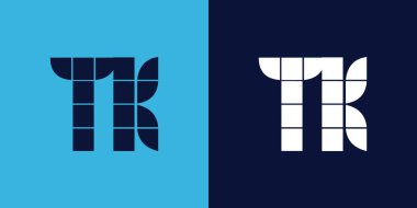 Fayans şekilli TK logo tasarımı. Ticari veya marka için uygun minimalist ve modern vektör illüstrasyon tasarımı