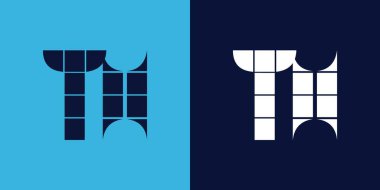 Fayans şekilli Th logosu tasarımı. Ticari veya marka için uygun minimalist ve modern vektör illüstrasyon tasarımı