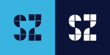 Fayans şekilli SZ logo tasarımı. Ticari veya marka için uygun minimalist ve modern vektör illüstrasyon tasarımı