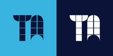 Fayans şekilli TA logo tasarımı. Ticari veya marka için uygun minimalist ve modern vektör illüstrasyon tasarımı