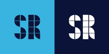 Fayans şekilli SR logo tasarımı. Ticari veya marka için uygun minimalist ve modern vektör illüstrasyon tasarımı