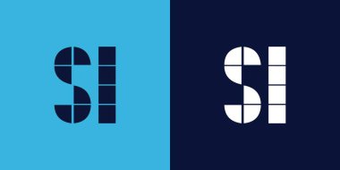 Fayans şekilli SL logo tasarımı. Ticari veya marka için uygun minimalist ve modern vektör illüstrasyon tasarımı