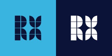Fayans şekilli RX logo tasarımı. Ticari veya marka için uygun minimalist ve modern vektör illüstrasyon tasarımı