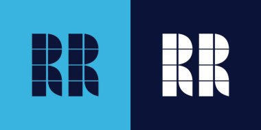 Taşı şekilli RR logosu tasarımı. Ticari veya marka için uygun minimalist ve modern vektör illüstrasyon tasarımı