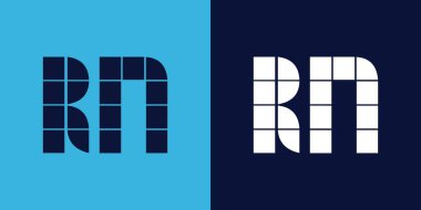 Fayans şekilli RN logo tasarımı. Ticari veya marka için uygun minimalist ve modern vektör illüstrasyon tasarımı