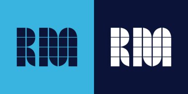Fayans şekilli RM logo tasarımı. Ticari veya marka için uygun minimalist ve modern vektör illüstrasyon tasarımı