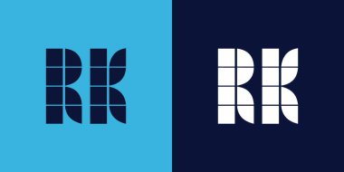 Fayans şekilli RK logo tasarımı. Ticari veya marka için uygun minimalist ve modern vektör illüstrasyon tasarımı