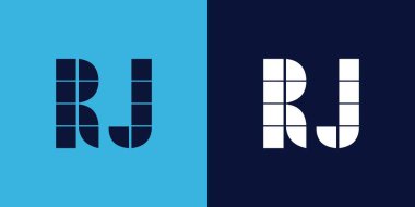 Fayans şekilli RJ logo tasarımı. Ticari veya marka için uygun minimalist ve modern vektör illüstrasyon tasarımı