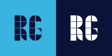 Fayans şekilli RG logo tasarımı. Ticari veya marka için uygun minimalist ve modern vektör illüstrasyon tasarımı