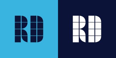 Fayans şekilli Ar-Ge logo tasarımı. Ticari veya marka için uygun minimalist ve modern vektör illüstrasyon tasarımı