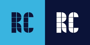 Fayans şekilli RC logo tasarımı. Ticari veya marka için uygun minimalist ve modern vektör illüstrasyon tasarımı