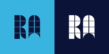 Kiremit şekilli RA logosu tasarımı. Ticari veya marka için uygun minimalist ve modern vektör illüstrasyon tasarımı