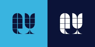 Fayans şekilli QY logo tasarımı. Ticari veya marka için uygun minimalist ve modern vektör illüstrasyon tasarımı