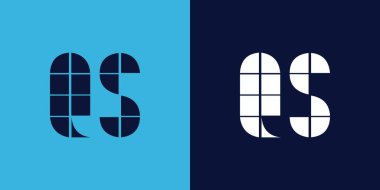 Fayans şekilli QS logo tasarımı. Ticari veya marka için uygun minimalist ve modern vektör illüstrasyon tasarımı