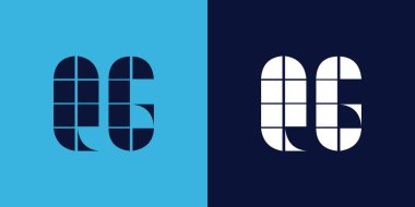 Fayans şekilli QG logo tasarımı. Ticari veya marka için uygun minimalist ve modern vektör illüstrasyon tasarımı