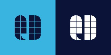 Fayans şekilli QD logo tasarımı. Ticari veya marka için uygun minimalist ve modern vektör illüstrasyon tasarımı