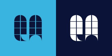 Fayans şekilli soru cevap logosu tasarımı. Ticari veya marka için uygun minimalist ve modern vektör illüstrasyon tasarımı