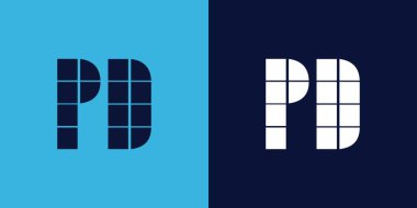 Fayans şekilli PD logosu tasarımı. Ticari veya marka için uygun minimalist ve modern vektör illüstrasyon tasarımı
