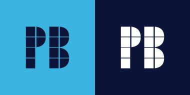 Fayans şekilli PB logo tasarımı. Ticari veya marka için uygun minimalist ve modern vektör illüstrasyon tasarımı