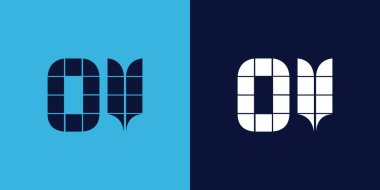 Fayans şekilli OV logo tasarımı. Ticari veya marka için uygun minimalist ve modern vektör illüstrasyon tasarımı