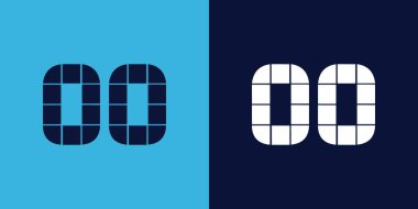 Fayans şekilli OO logo tasarımı. Ticari veya marka için uygun minimalist ve modern vektör illüstrasyon tasarımı