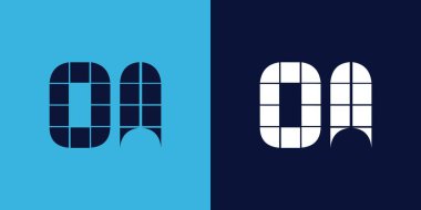 Fayans şekilli OA logo tasarımı. Ticari veya marka için uygun minimalist ve modern vektör illüstrasyon tasarımı