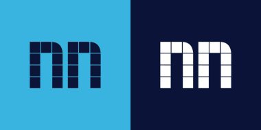 Fayans şekilli NN logo tasarımı. Ticari veya marka için uygun minimalist ve modern vektör illüstrasyon tasarımı
