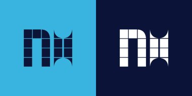 Fayans şekilli NH logo tasarımı. Ticari veya marka için uygun minimalist ve modern vektör illüstrasyon tasarımı