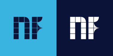 Fayans şekilli NF logo tasarımı. Ticari veya marka için uygun minimalist ve modern vektör illüstrasyon tasarımı