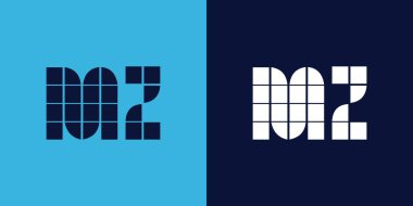Fayans şekilli MZ logo tasarımı. Ticari veya marka için uygun minimalist ve modern vektör illüstrasyon tasarımı