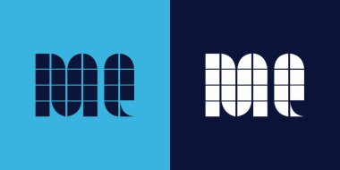 Fayans şekilli MQ logo tasarımı. Ticari veya marka için uygun minimalist ve modern vektör illüstrasyon tasarımı