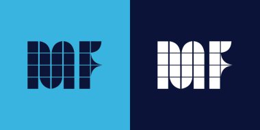 Fayans şekilli MF logo tasarımı. Ticari veya marka için uygun minimalist ve modern vektör illüstrasyon tasarımı