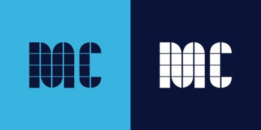 Fayans şekilli MC logo tasarımı. Ticari veya marka için uygun minimalist ve modern vektör illüstrasyon tasarımı