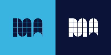 Fayans şekilli MA logo tasarımı. Ticari veya marka için uygun minimalist ve modern vektör illüstrasyon tasarımı