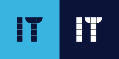 Fayans şekilli LT logo tasarımı. Ticari veya marka için uygun minimalist ve modern vektör illüstrasyon tasarımı