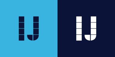 Fayans şekilli LJ logo tasarımı. Ticari veya marka için uygun minimalist ve modern vektör illüstrasyon tasarımı