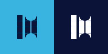 Fayans şekilli LH logo tasarımı. Ticari veya marka için uygun minimalist ve modern vektör illüstrasyon tasarımı