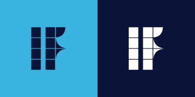 Fayans şekilli LF logo tasarımı. Ticari veya marka için uygun minimalist ve modern vektör illüstrasyon tasarımı