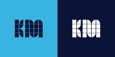 Kiremit şekilli KM logo tasarımı. Ticari veya marka için uygun minimalist ve modern vektör illüstrasyon tasarımı