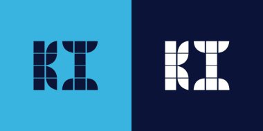Fayans şekilli KI logo tasarımı. Ticari veya marka için uygun minimalist ve modern vektör illüstrasyon tasarımı